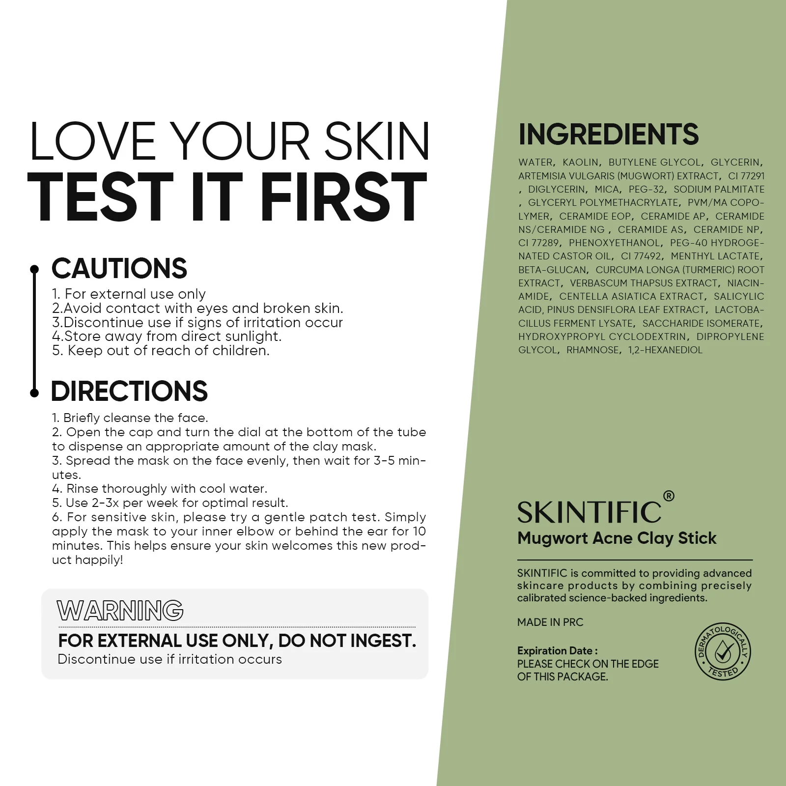 Mugwort Anti Pores & Acne Clay Mask Stick - Image 21